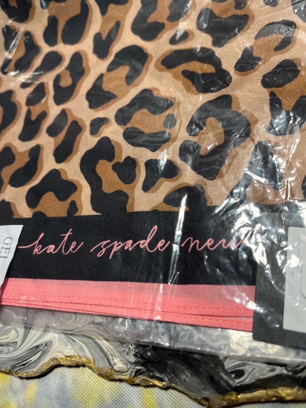 Kate Spade NIP Leopard Print Pink-Trim Square Scarf - Women Accessories - Picture 4 of 6